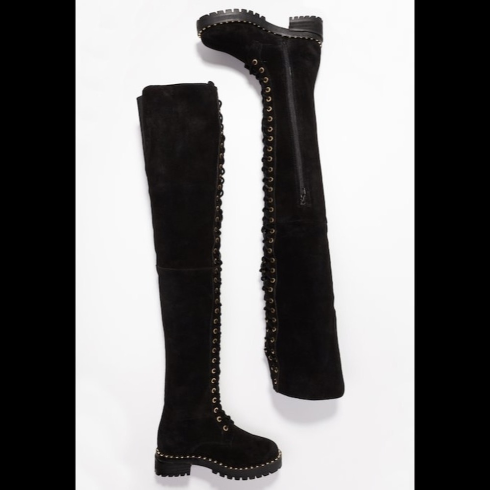 Jeffrey Campbell Vasala 8 OTK thigh black boots